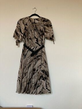 Karen Millen Beige and Black Patterned Midi Dress